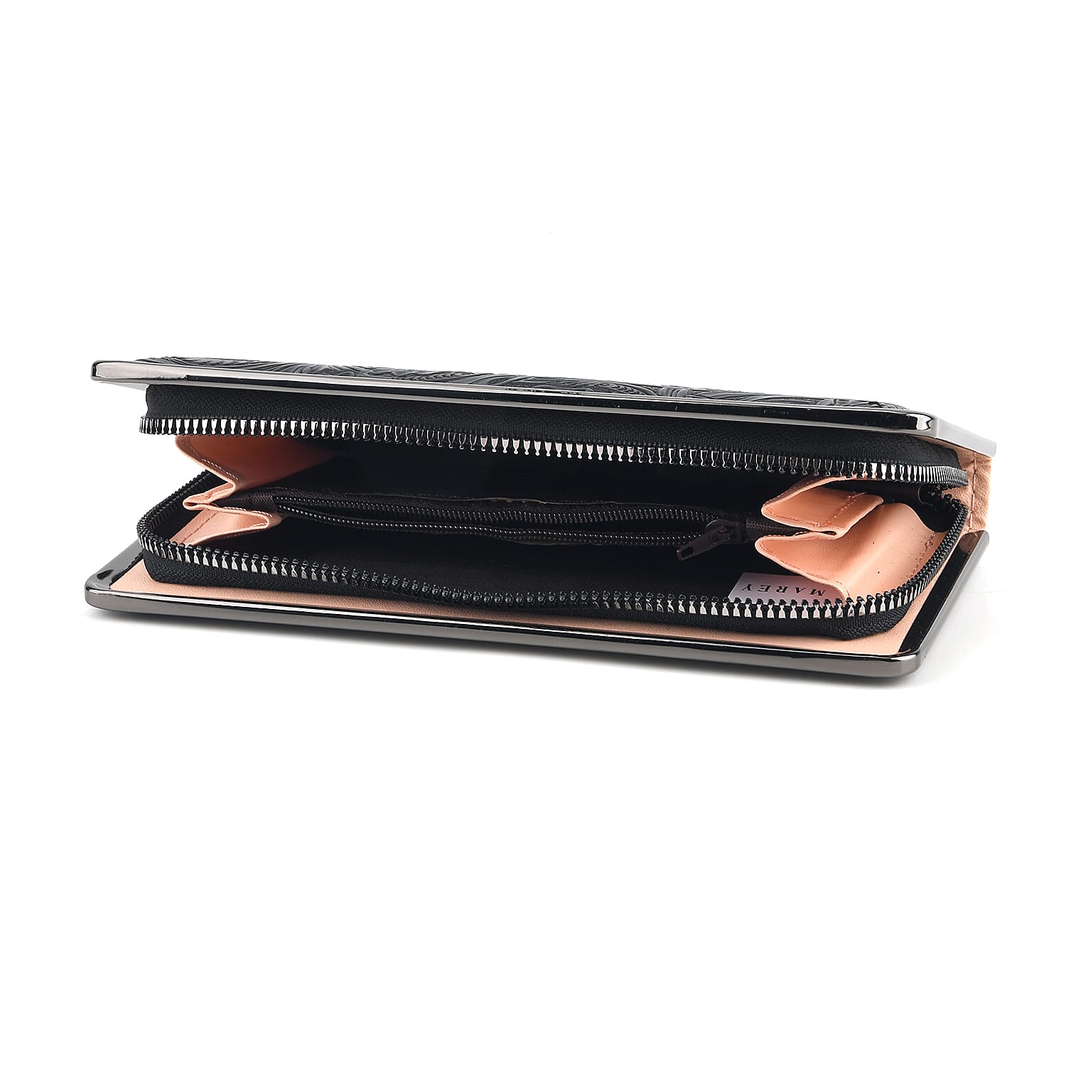 La Marey Set of 2 Black Embossed and Solid Faux Leather RFID Wallet