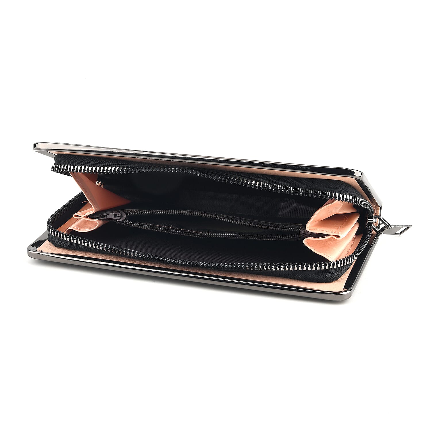 La Marey Set of 2 Black Embossed and Solid Faux Leather RFID Wallet