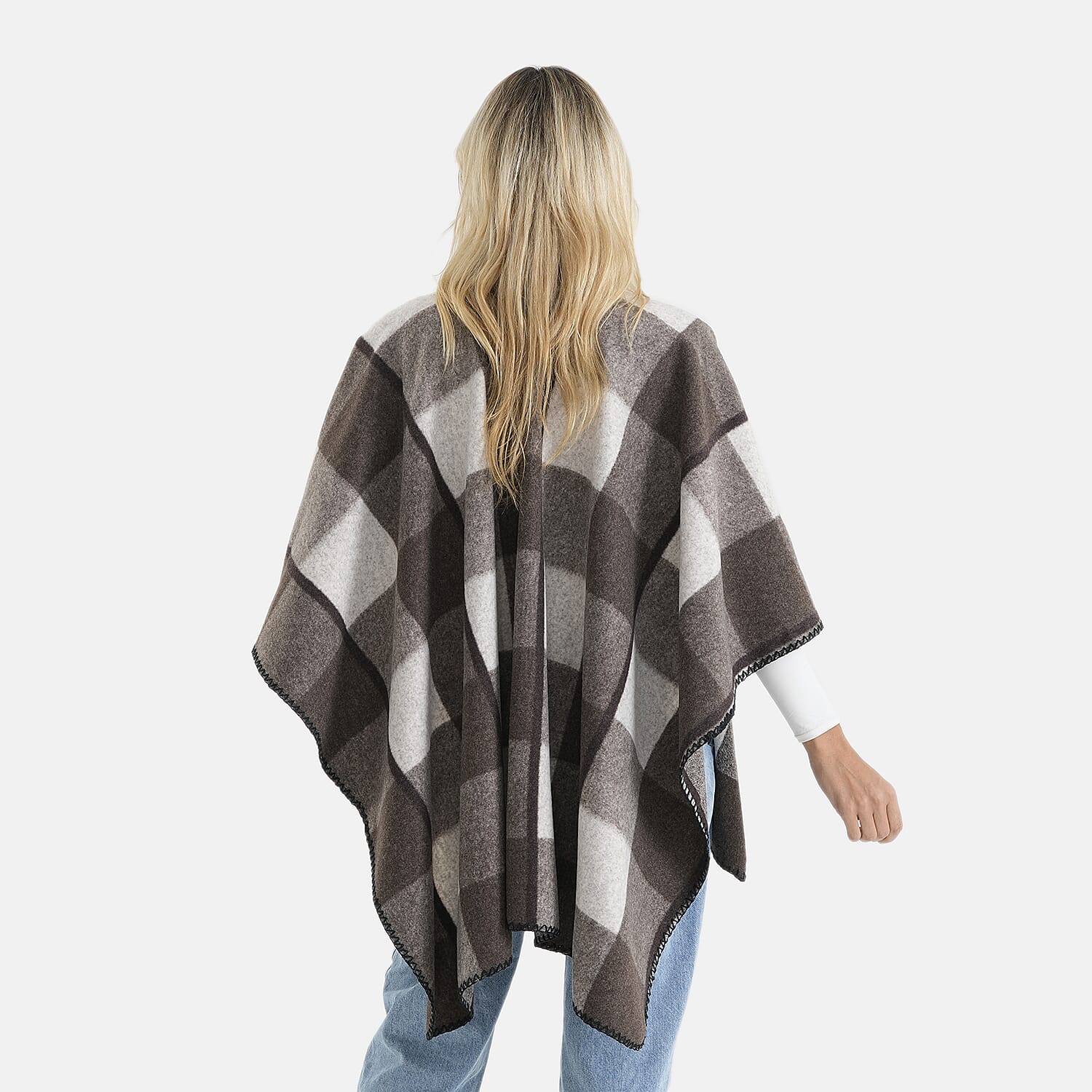 Closeout Black and White Checkered Pattern Shawl - One Size Fits Most