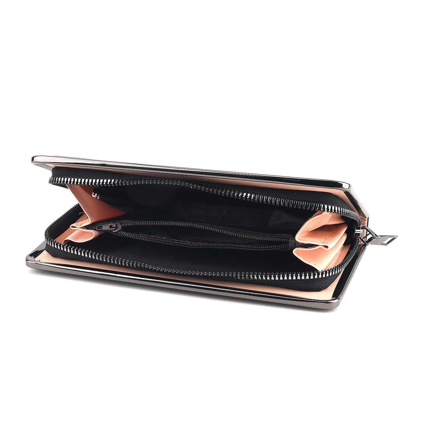 La Marey Set of 2 Black Flower Embossed and Solid Faux Leather RFID Wallet