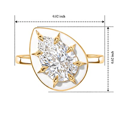 D'Joy Moissanite 3.00 ctw Enameled Ring in 18K Vermeil Yellow Gold Over Sterling Silver (Size 10.0)