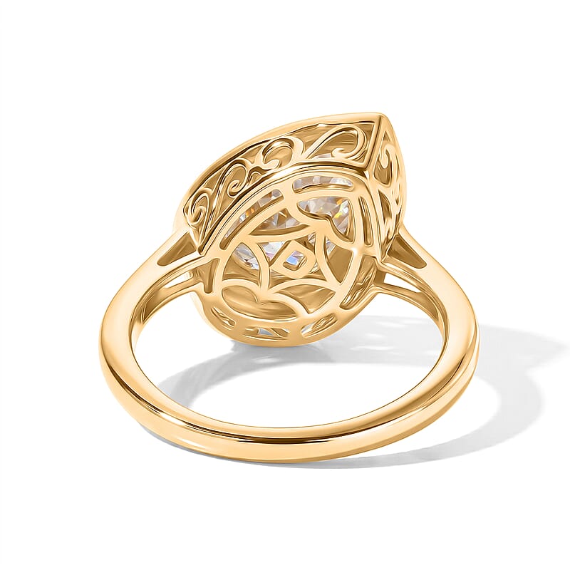 D'Joy Moissanite 3.00 ctw Enameled Ring in 18K Vermeil Yellow Gold Over Sterling Silver (Size 7.0)