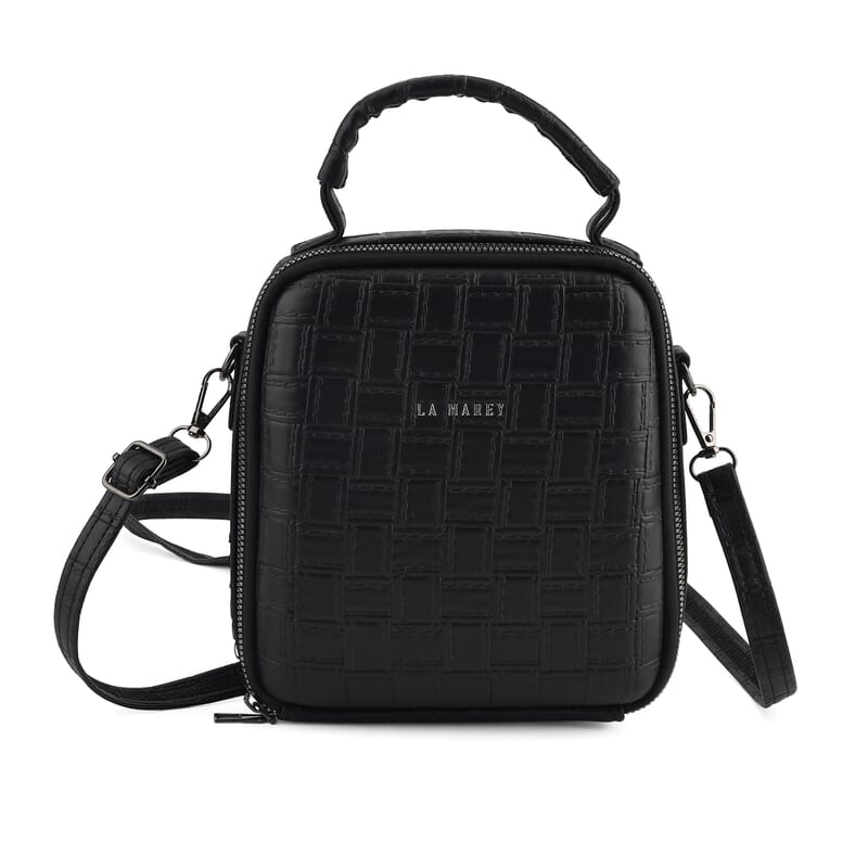 La Marey Black Embossed Crossbody Bag