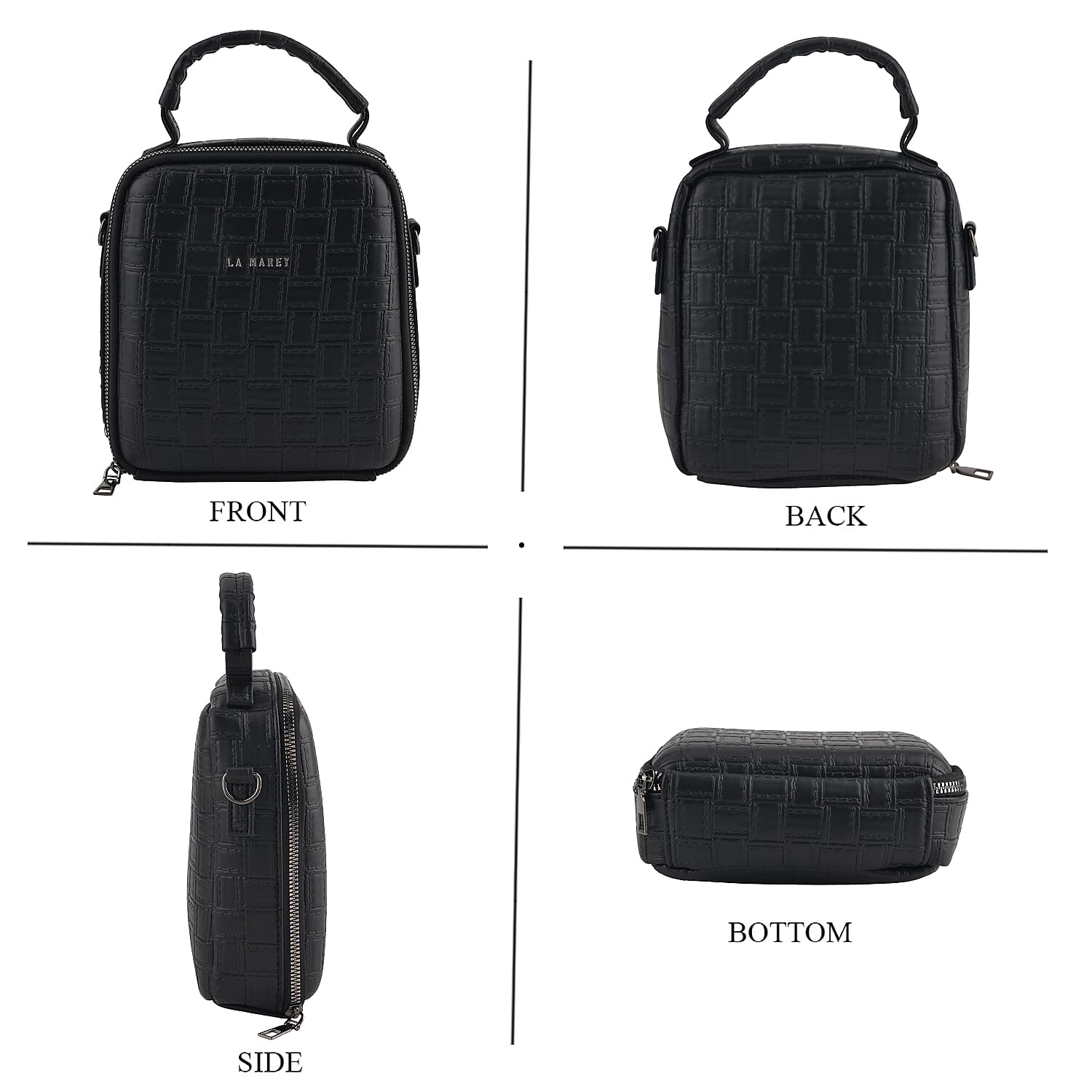La Marey Black Embossed Crossbody Bag