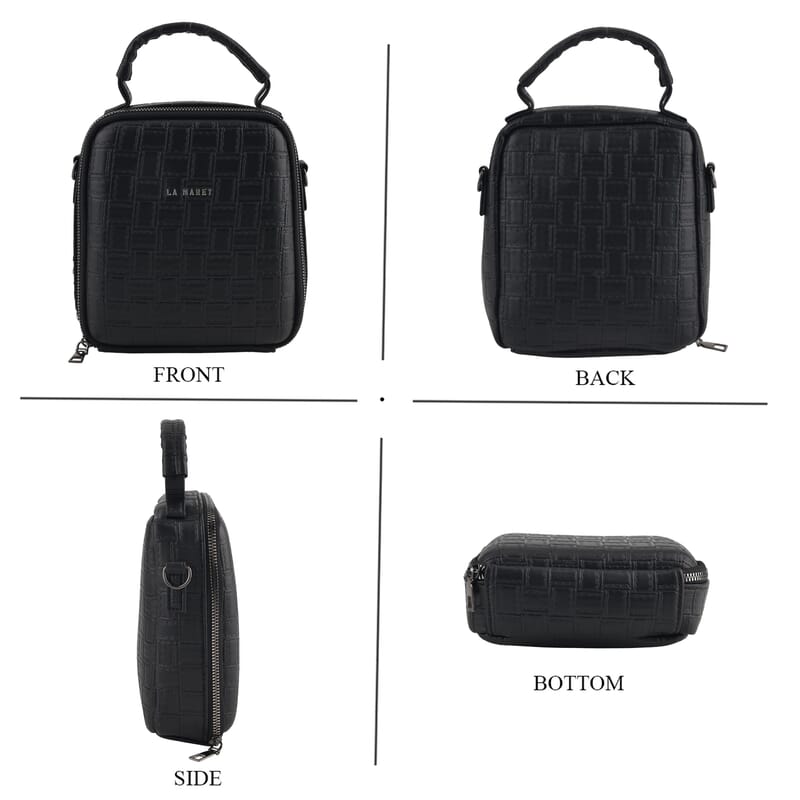 La Marey Black Embossed Crossbody Bag