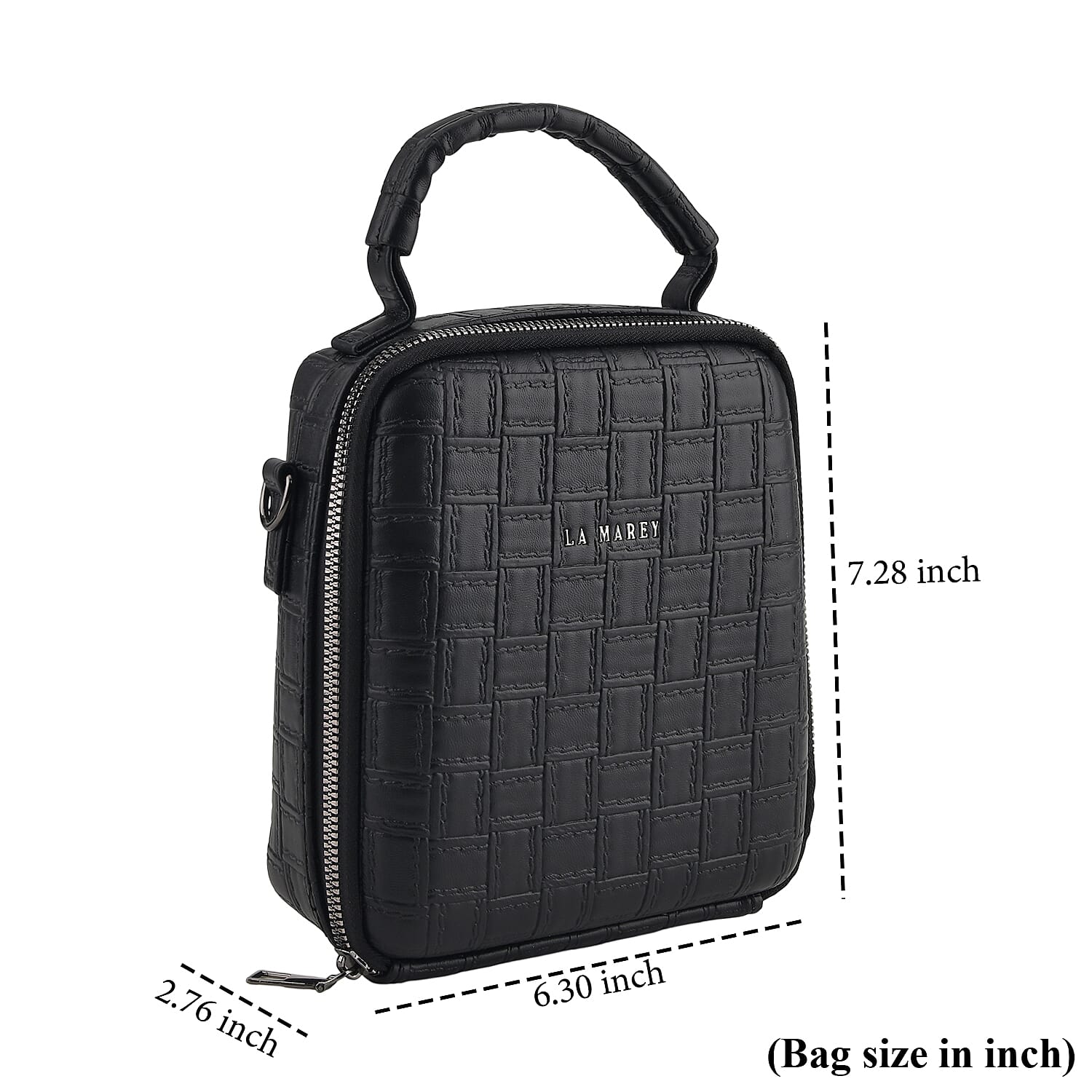 La Marey Black Embossed Crossbody Bag