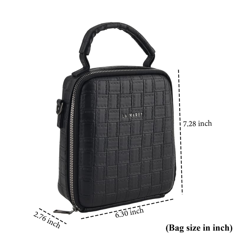 La Marey Black Embossed Crossbody Bag
