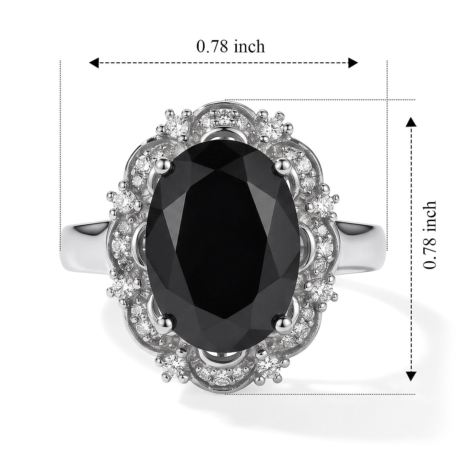 EverTrue Thai Black Spinel and Moissanite 7.65 ctw Crowned Midnight Ring in Platinum Bond (Size 7.0)