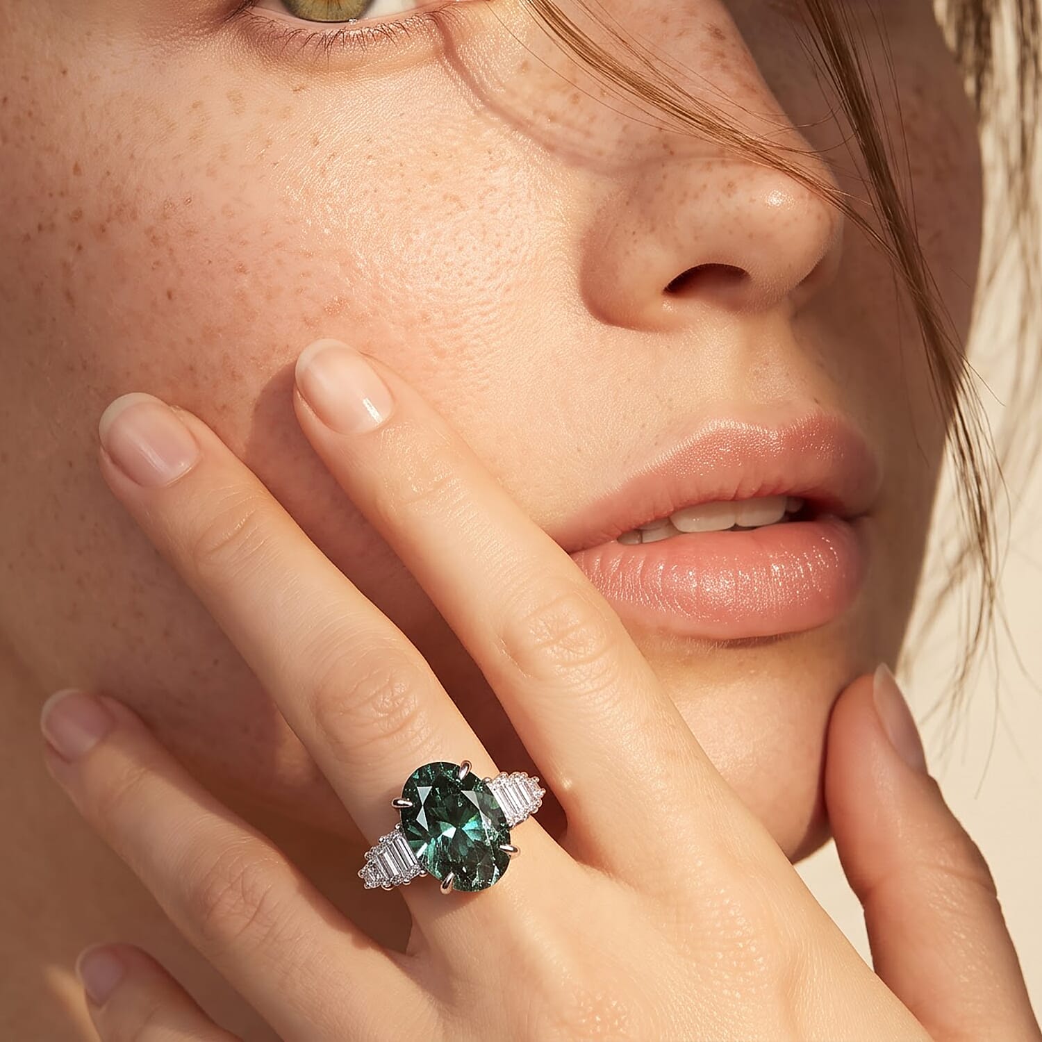 SGL Certified Luxuriant Lab Grown Green Diamond (IR) and Lab Grown Diamond G VS 3.50 ctw Solitaire Ring in 950 Platinum (Size 6.0) 5.40 Grams