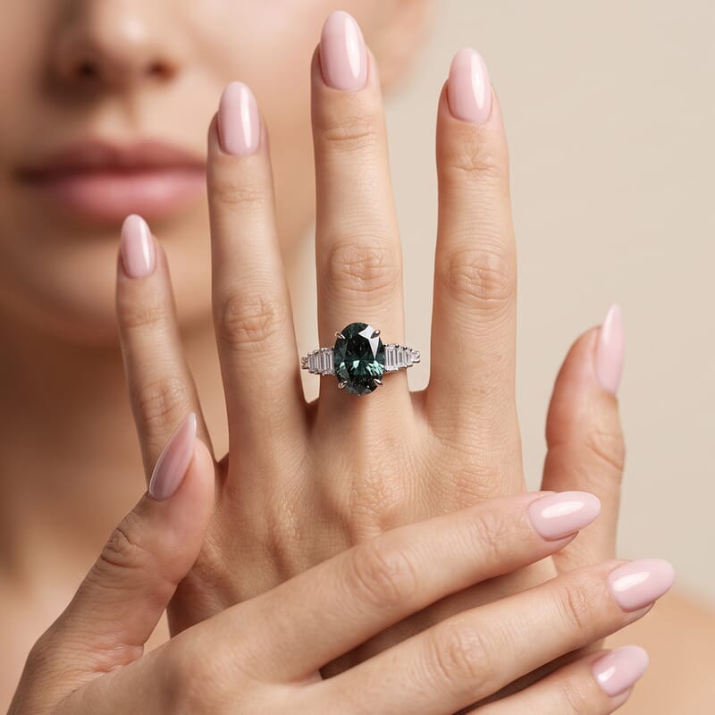SGL Certified Luxuriant Lab Grown Green Diamond (IR) and Lab Grown Diamond G VS 3.50 ctw Solitaire Ring in 950 Platinum (Size 6.0) 5.40 Grams