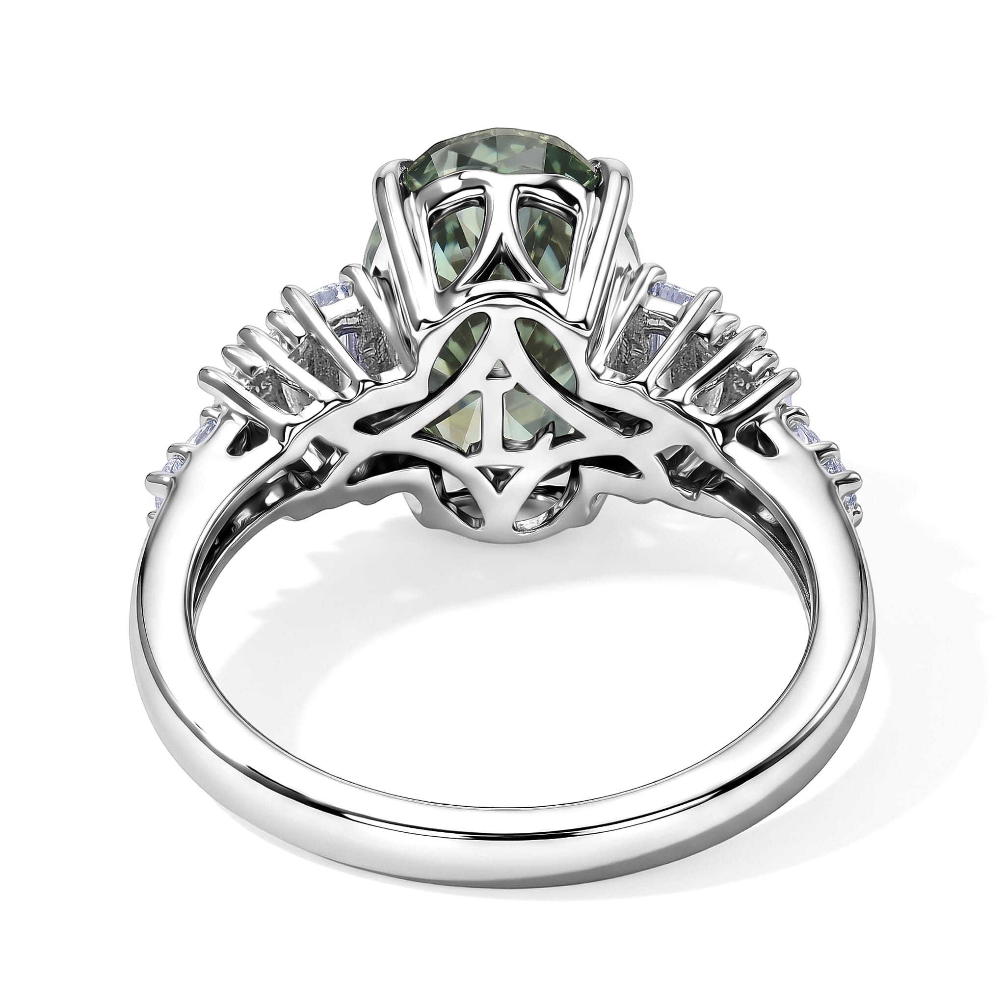 SGL Certified Luxuriant Lab Grown Green Diamond (IR) and Lab Grown Diamond G VS 3.50 ctw Solitaire Ring in 950 Platinum (Size 6.0) 5.40 Grams
