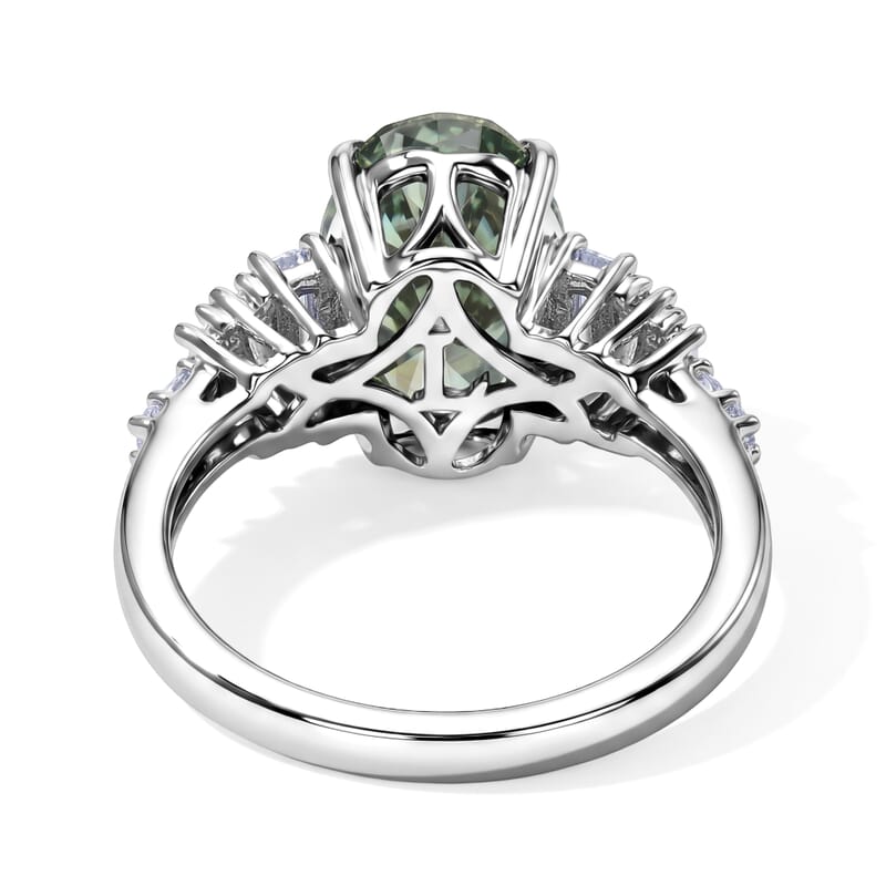 SGL Certified Luxuriant Lab Grown Green Diamond (IR) and Lab Grown Diamond G VS 3.50 ctw Solitaire Ring in 950 Platinum (Size 6.0) 5.40 Grams