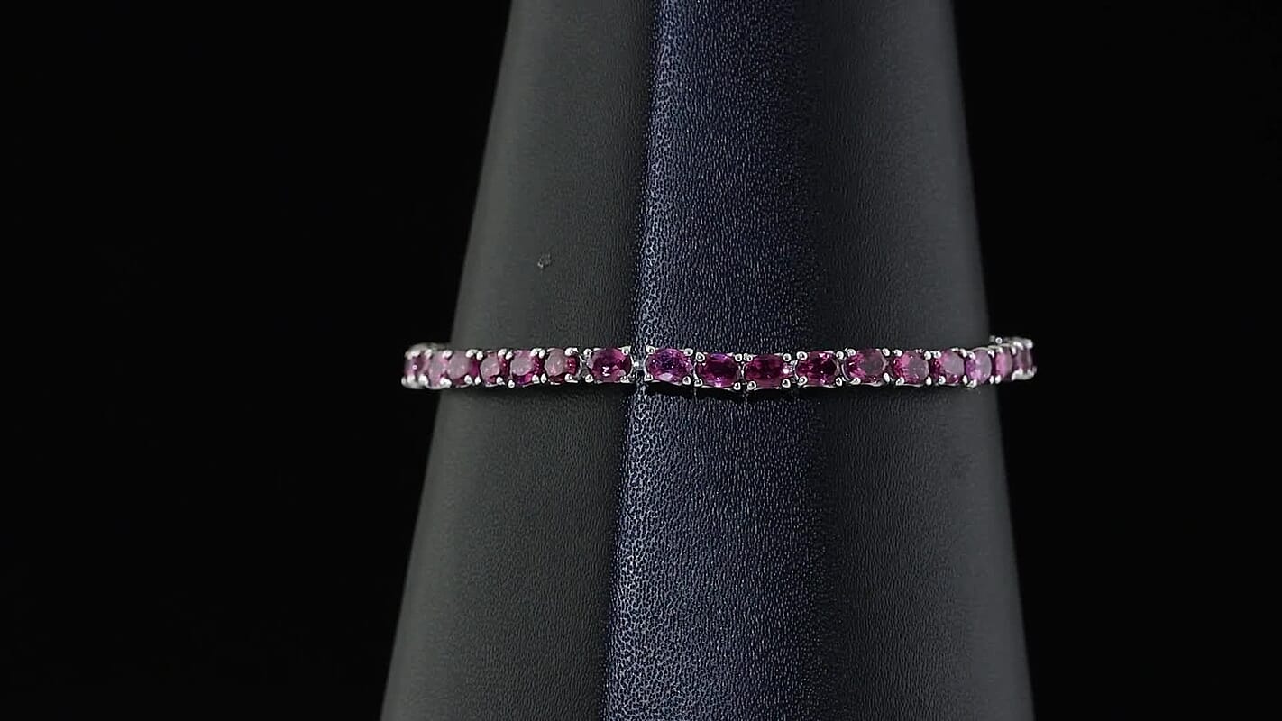 D''Joy AAA Radiant Ember Garnet Bracelet in Rhodium Over Sterling Silver (6.50 In) 8.00 ctw