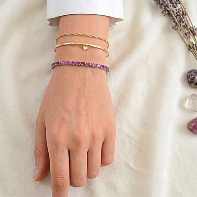 D'Joy AAA Radiant Ember Garnet 8.00 ctw Scarlet Radiance Bracelet in Rhodium Over Sterling Silver (6.50 In)