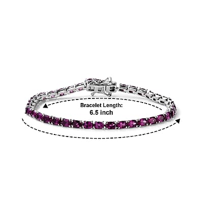 D'Joy AAA Radiant Ember Garnet 8.00 ctw Scarlet Radiance Bracelet in Rhodium Over Sterling Silver (6.50 In)