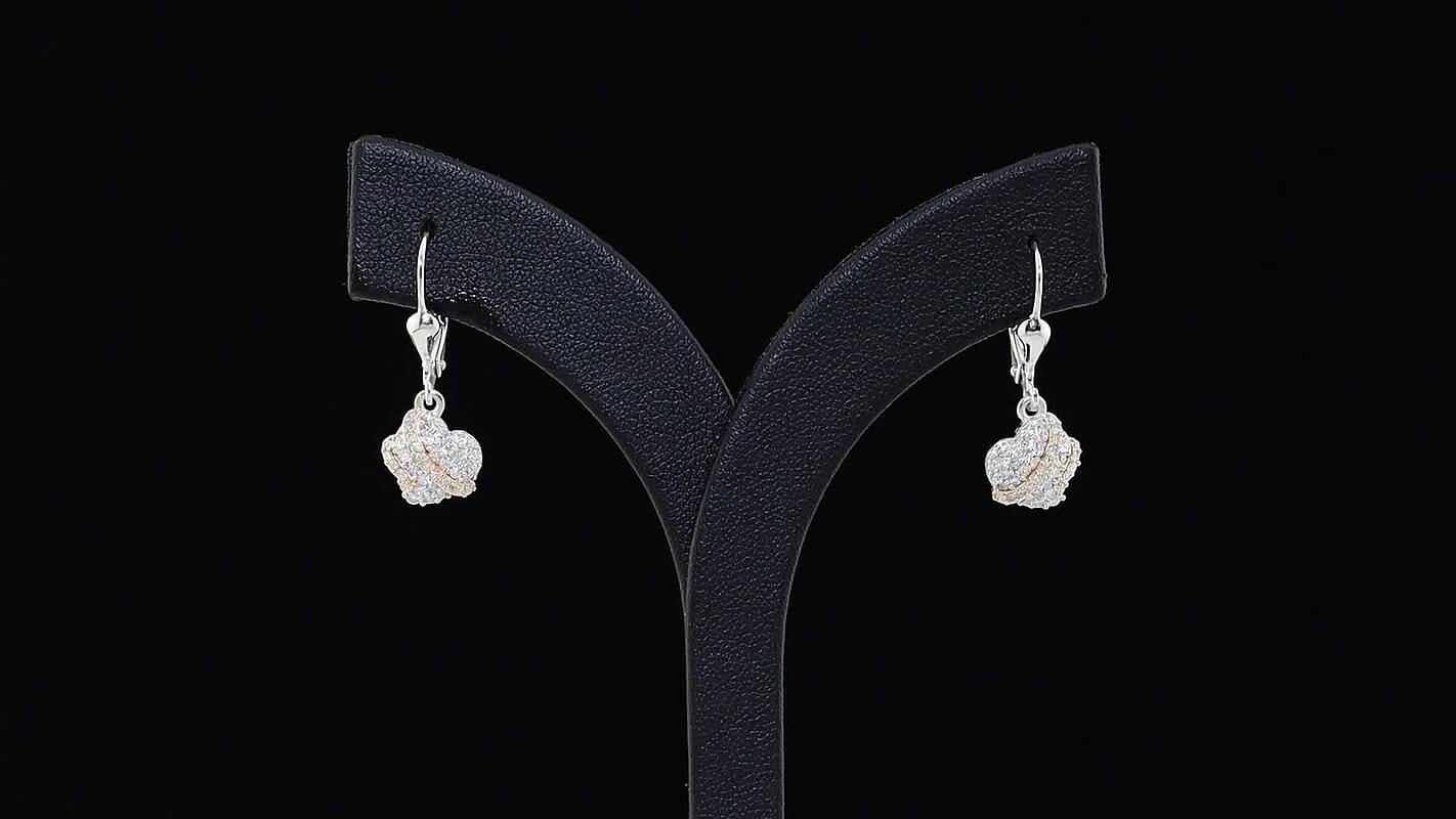 D''Joy Lab Grown Diamond (I2-I3) Fancy Earrings in 18K Vermeil RG and Rhodium Over Sterling Silver 0.50 ctw