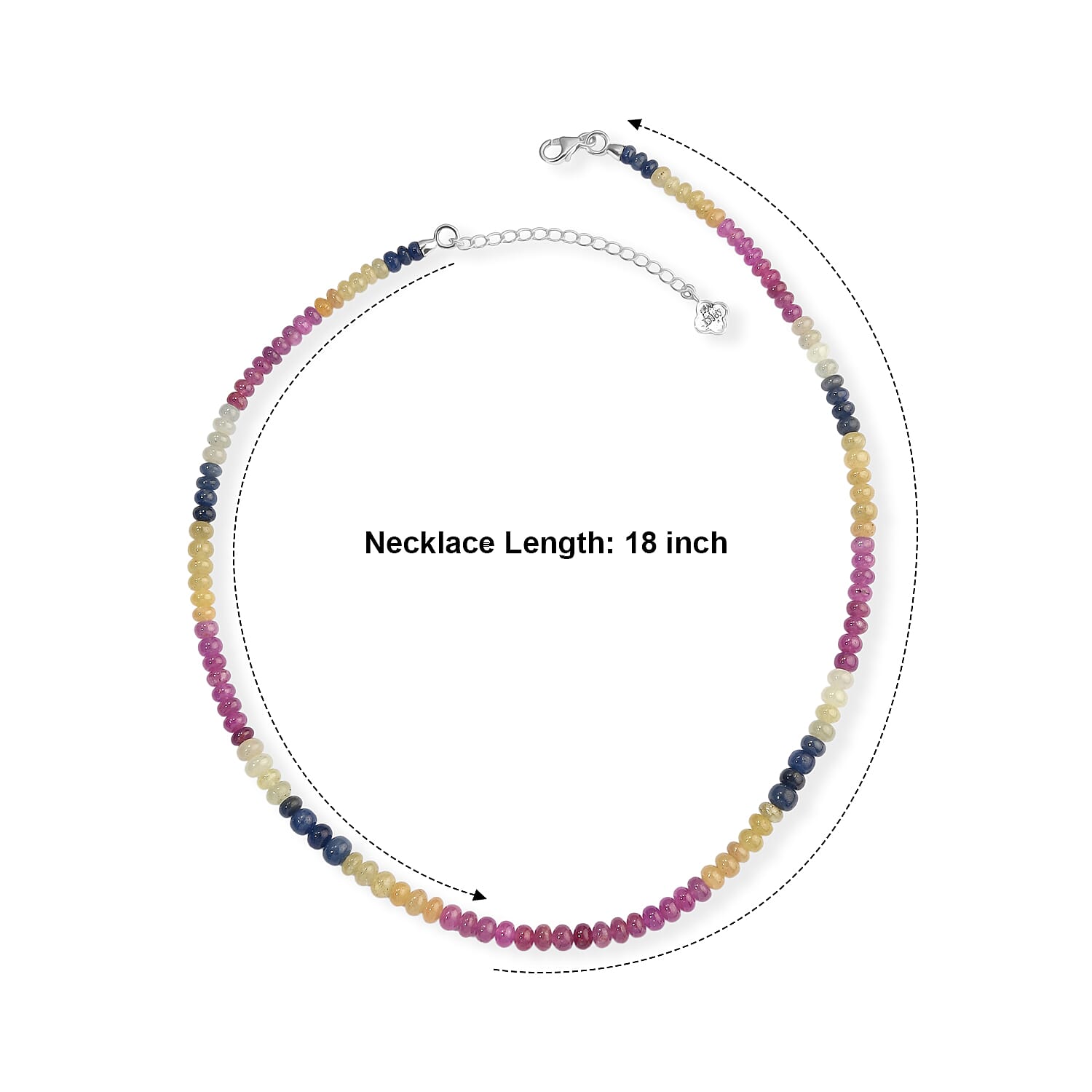 D'Joy Natural Multi Sapphire 144.00 ctw Beaded Necklace in Rhodium Over Sterling Silver 18 Inches
