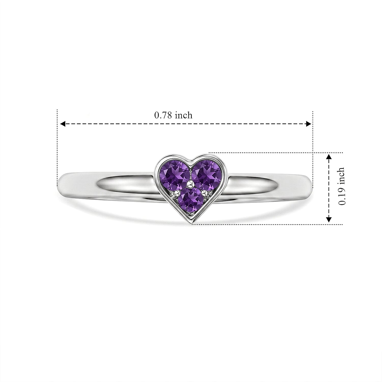 Amethyst 0.05 ctw Heart Ring in Sterling Silver (Size 6.0)