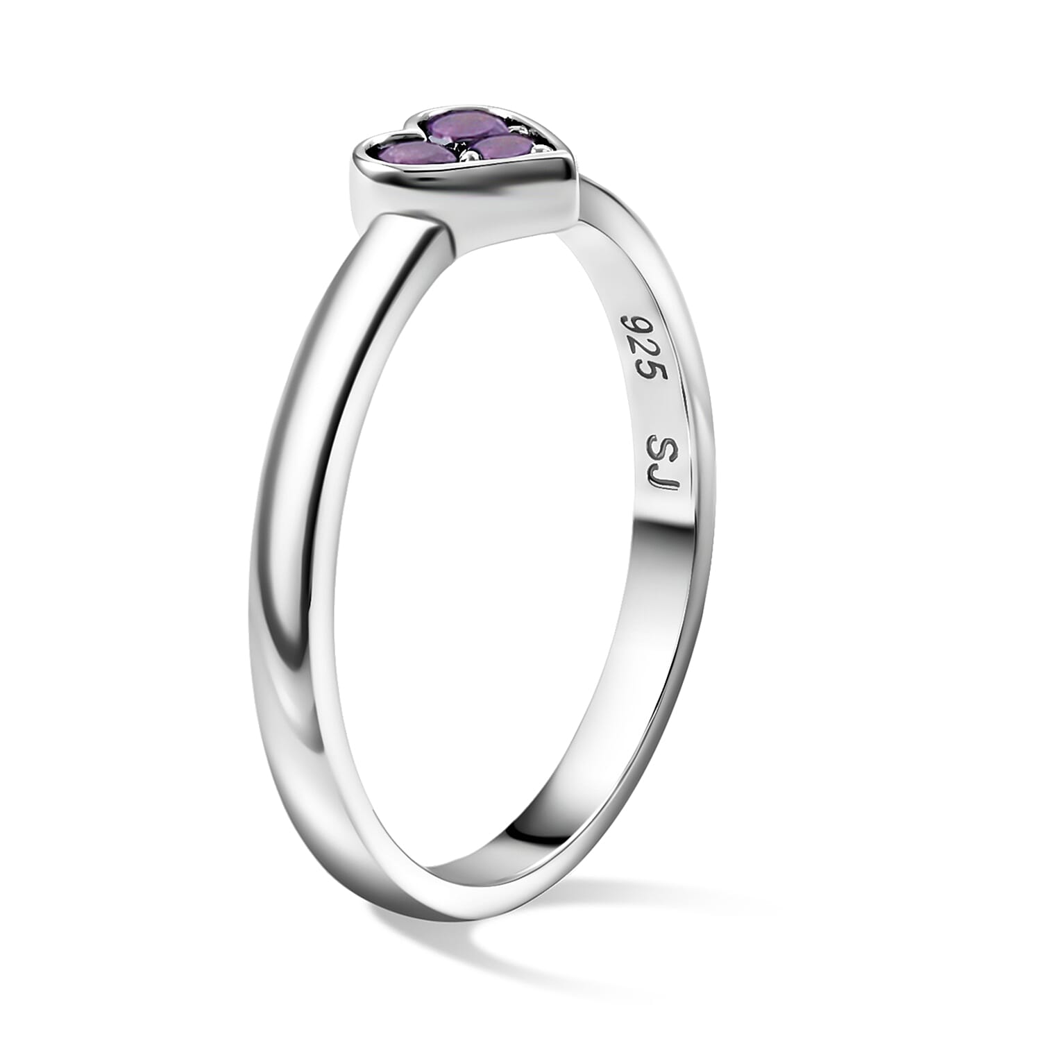 Amethyst 0.05 ctw Heart Ring in Sterling Silver (Size 7.0)