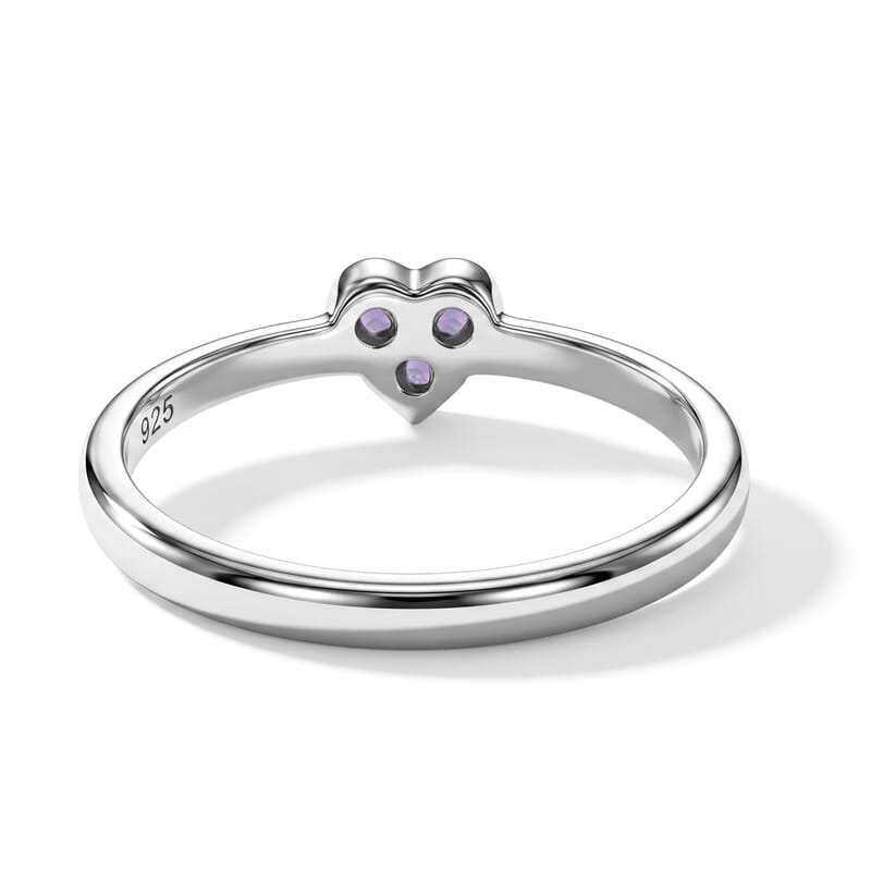Amethyst 0.05 ctw Heart Ring in Sterling Silver (Size 9.0)