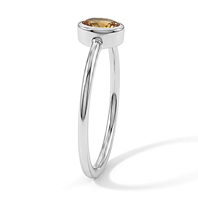 Citrine 0.12 ctw Oval Solitaire Ring Sterling Silver (Size 7.0)