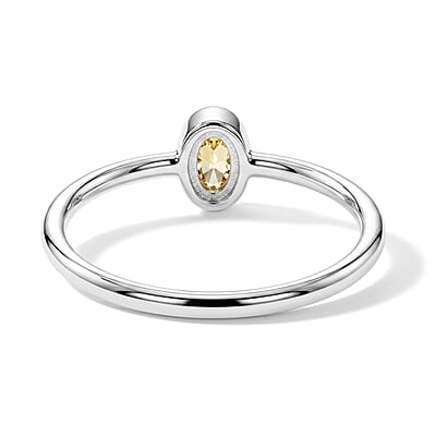 Citrine 0.12 ctw Oval Solitaire Ring Sterling Silver (Size 7.0)