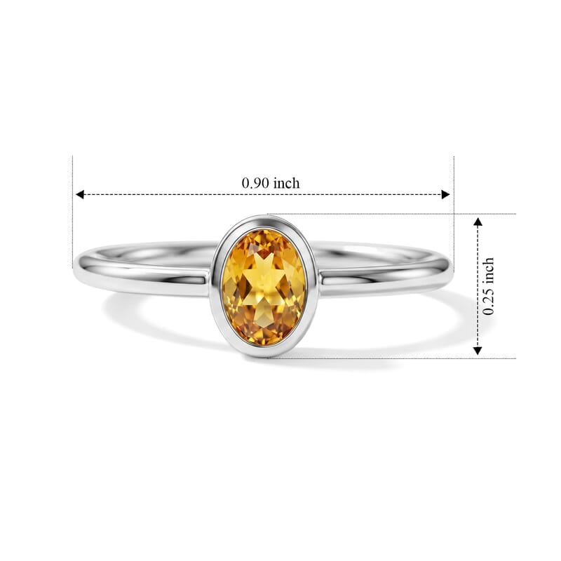 Citrine 0.12 ctw Oval Solitaire Ring Sterling Silver (Size 7.0)