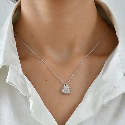 D'Joy Lab Grown Diamond  Fancy Pendant in 18K Vermeil RG and Rhodium Over Sterling Silver 0.43 ctw