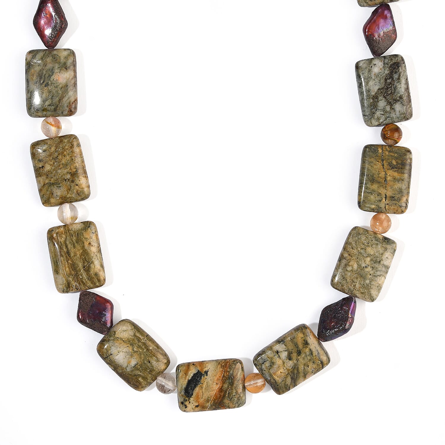 EverTrue Purple Pearl (D) and Multi Gemstone 285.00 ctw Necklace in Platinum Bond 18-19 Inches