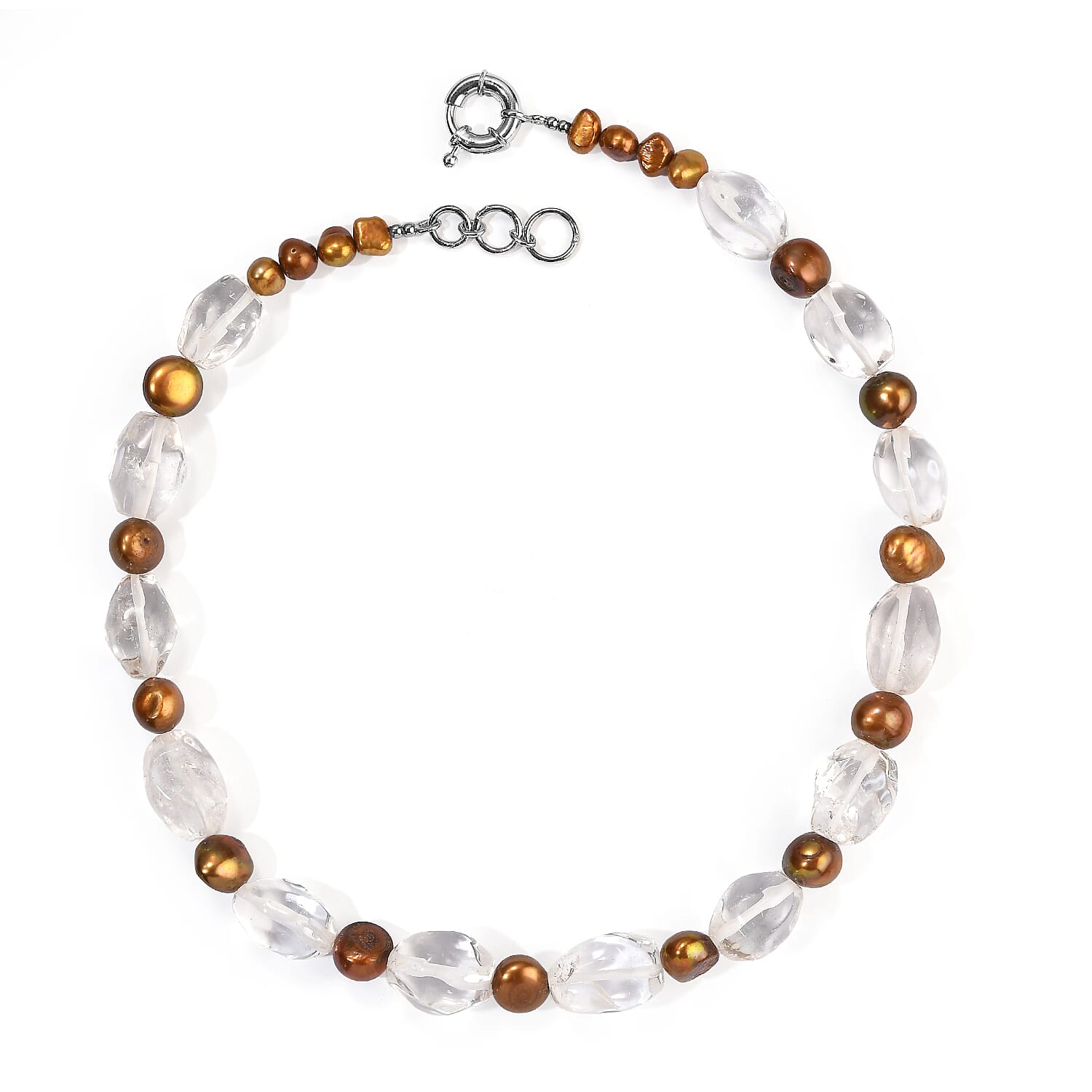 EverTrue Bronze Pearl (D) and Austrian Crystal Necklace in Platinum Bond 18-19 Inches