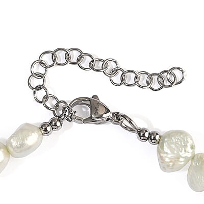 EverTrue Bi-Color Amethyst 137.00 ctw and Pearl (D) Bracelet in Stainless Steel (7.25-9.25In)