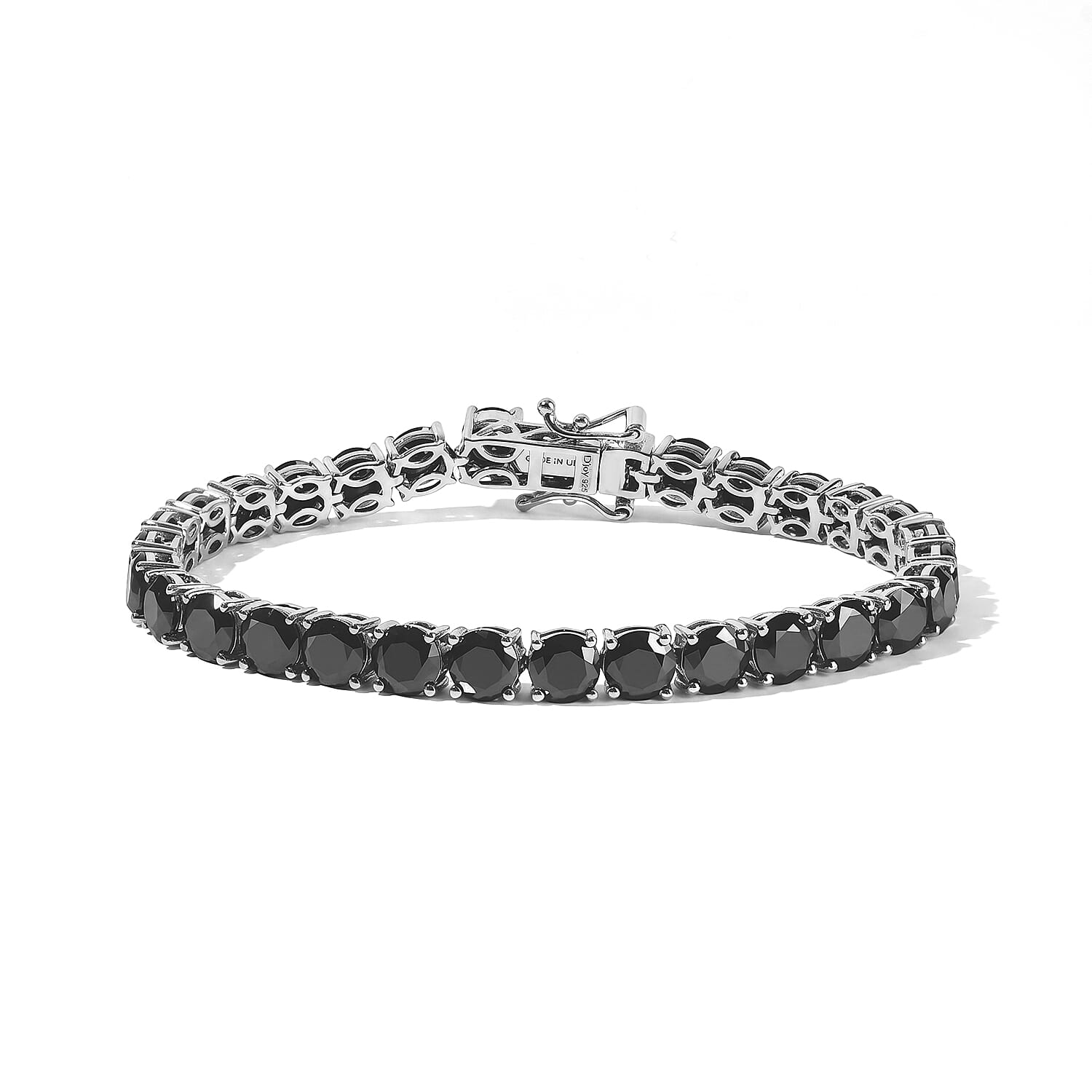 D'Joy Black Moissanite 13.10 ctw Bracelet in Rhodium Over Sterling Silver (6.50 In)