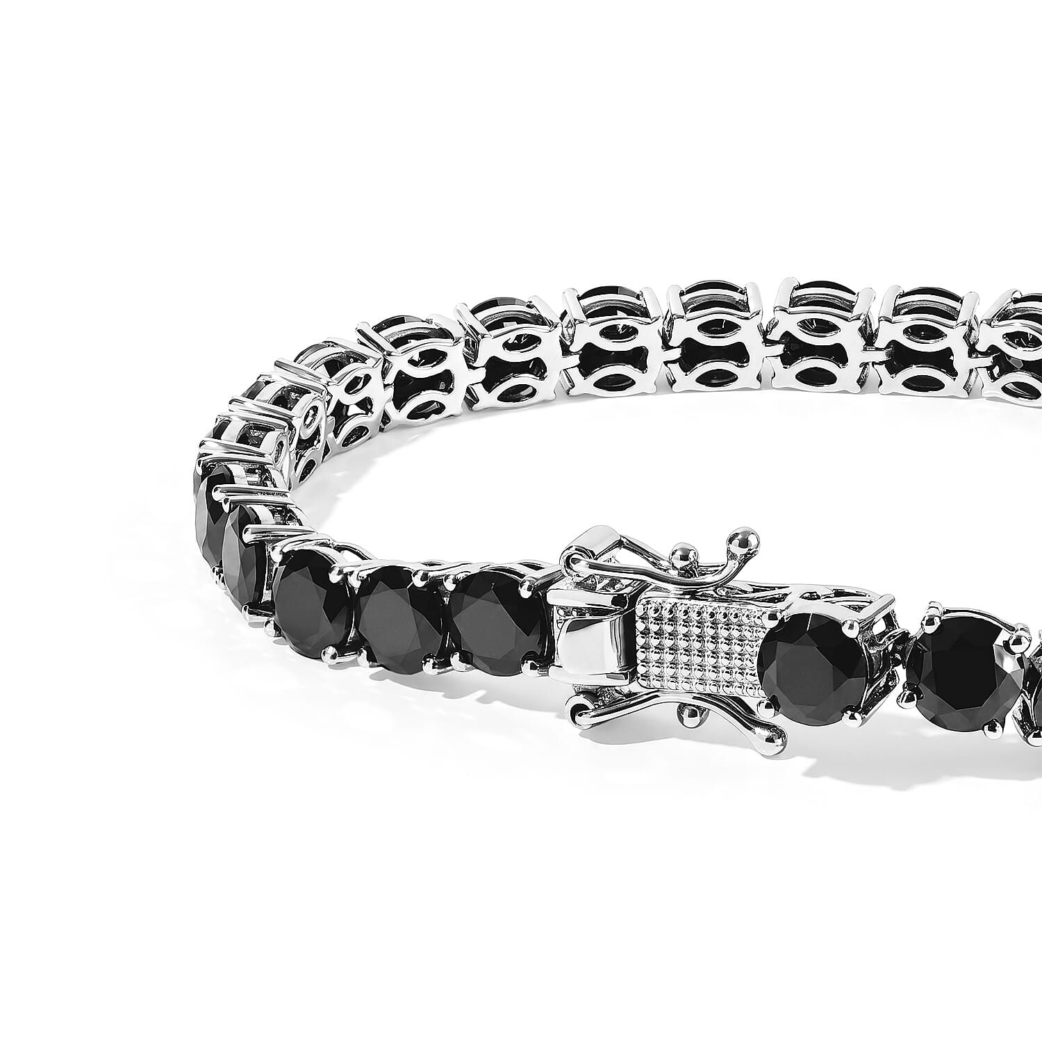 D'Joy Black Moissanite 13.10 ctw Bracelet in Rhodium Over Sterling Silver (6.50 In)