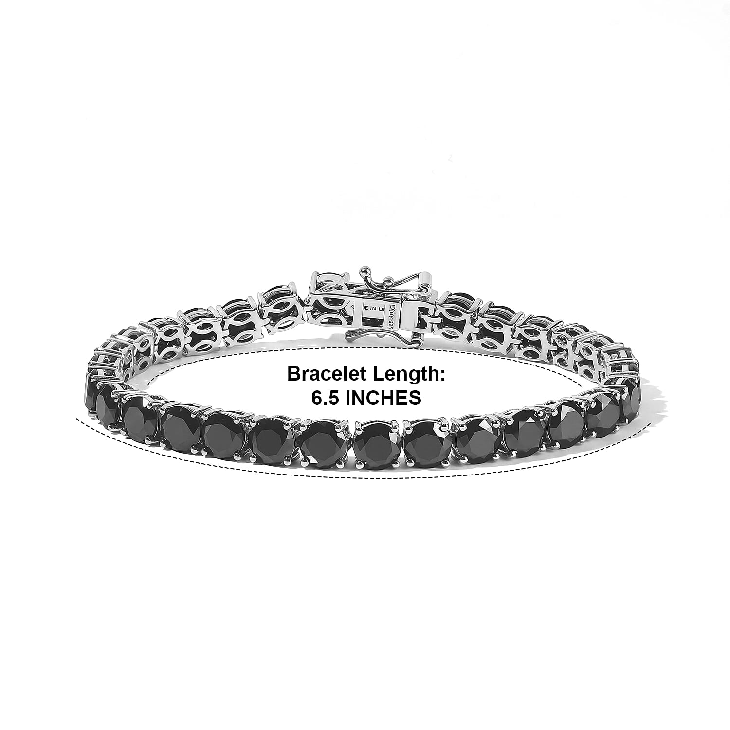 D'Joy Black Moissanite 13.10 ctw Bracelet in Rhodium Over Sterling Silver (6.50 In)