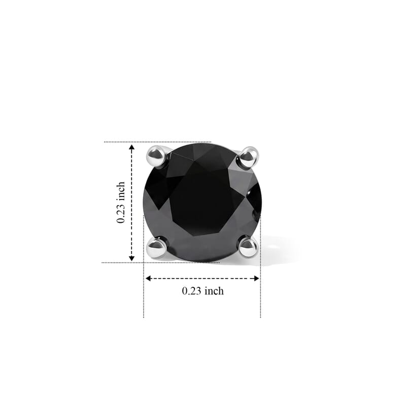 D'Joy Black Moissanite 1.50 ctw Solitaire Stud Earrings in Rhodium Over Sterling Silver