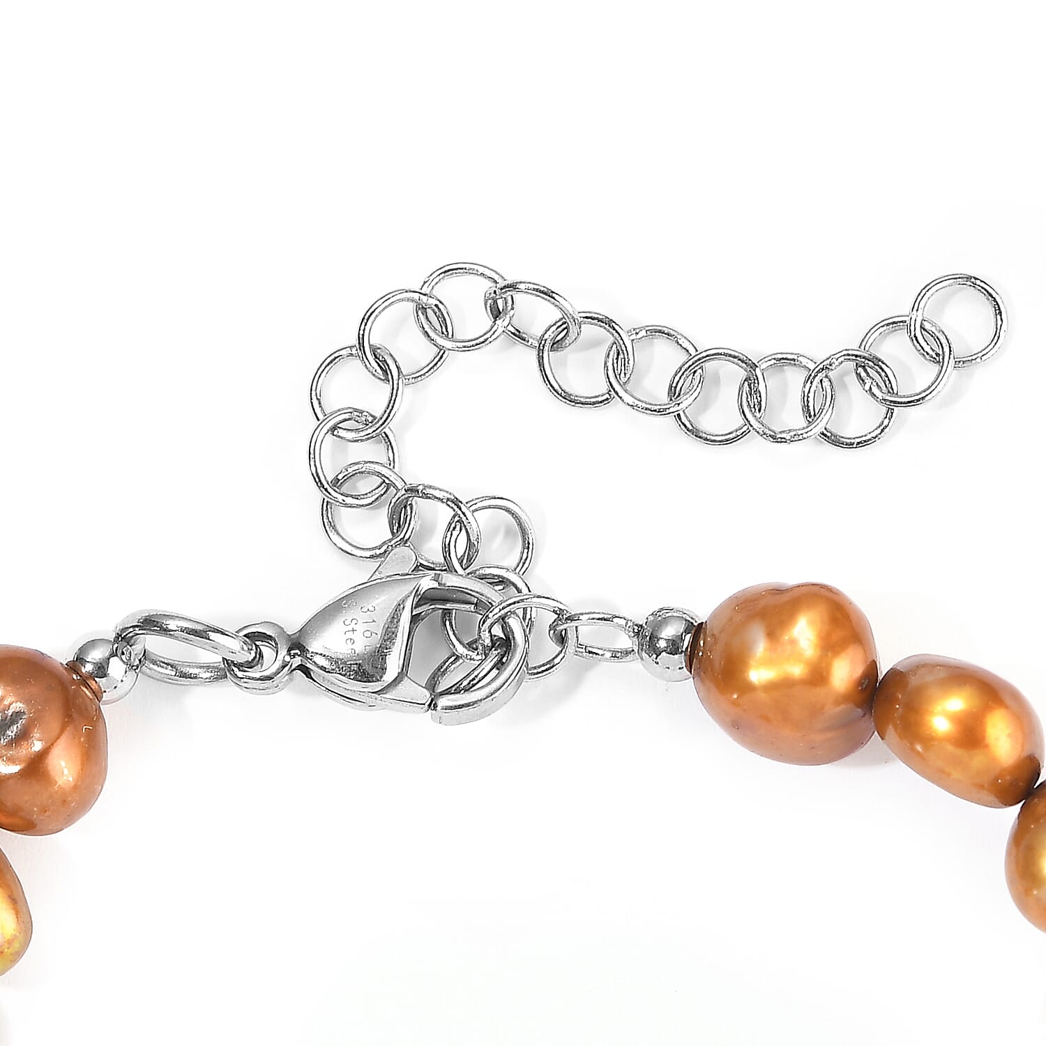 EverTrue Austrian Crystal and Bronze Pearl (D) Bracelet in Stainless Steel (7.25-9.25In)