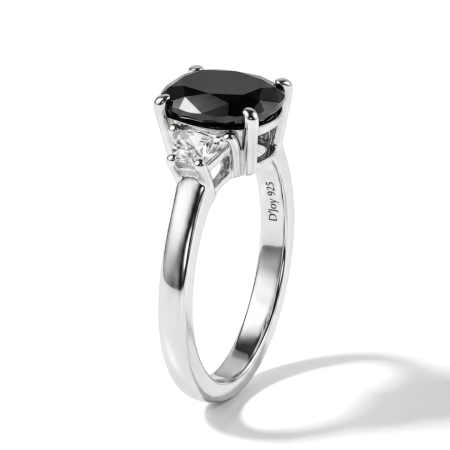 D'Joy Black and White Moissanite 2.30 ctw Ring in Rhodium Over Sterling Silver (Size 5.0)
