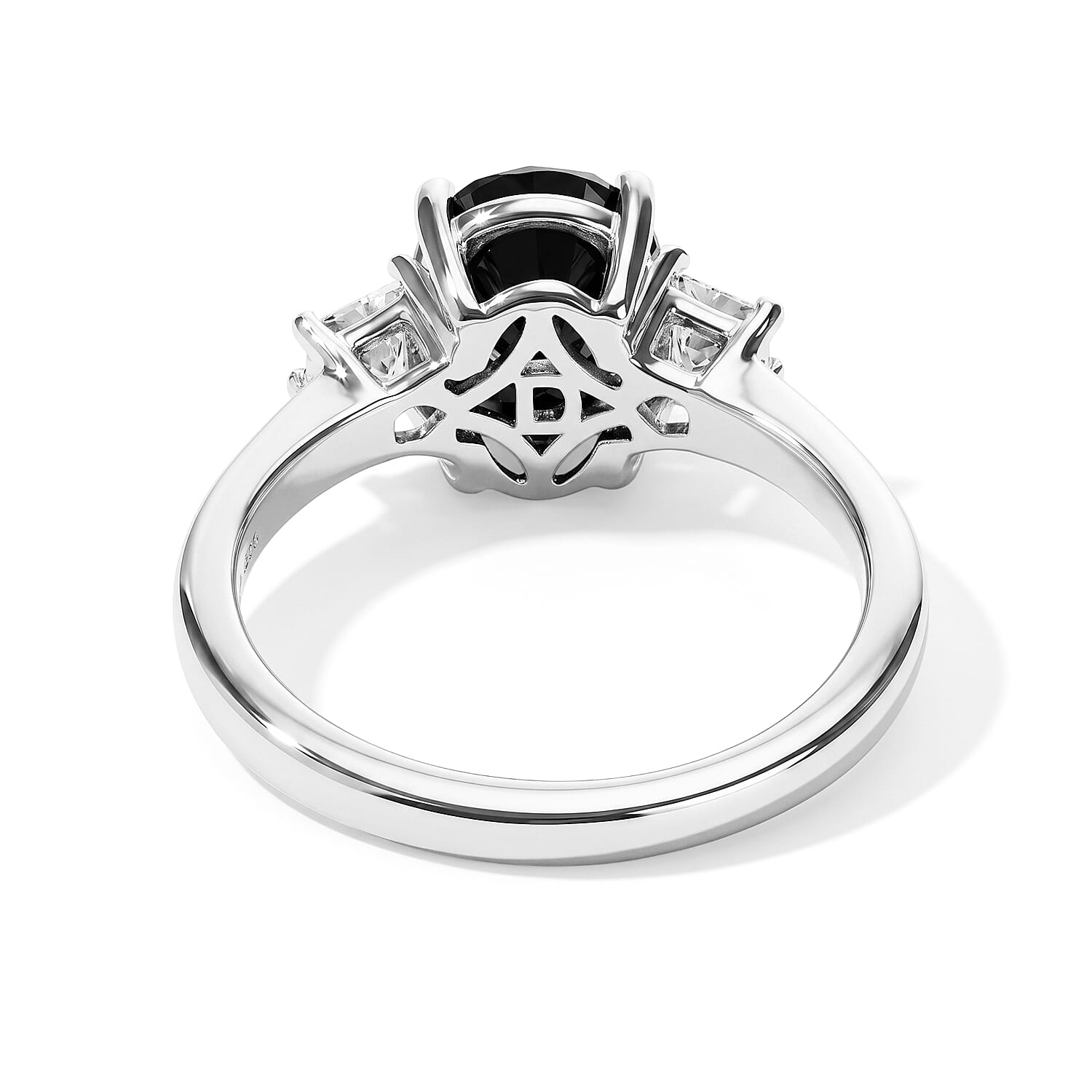 D'Joy Black and White Moissanite 2.30 ctw Ring in Rhodium Over Sterling Silver (Size 5.0)