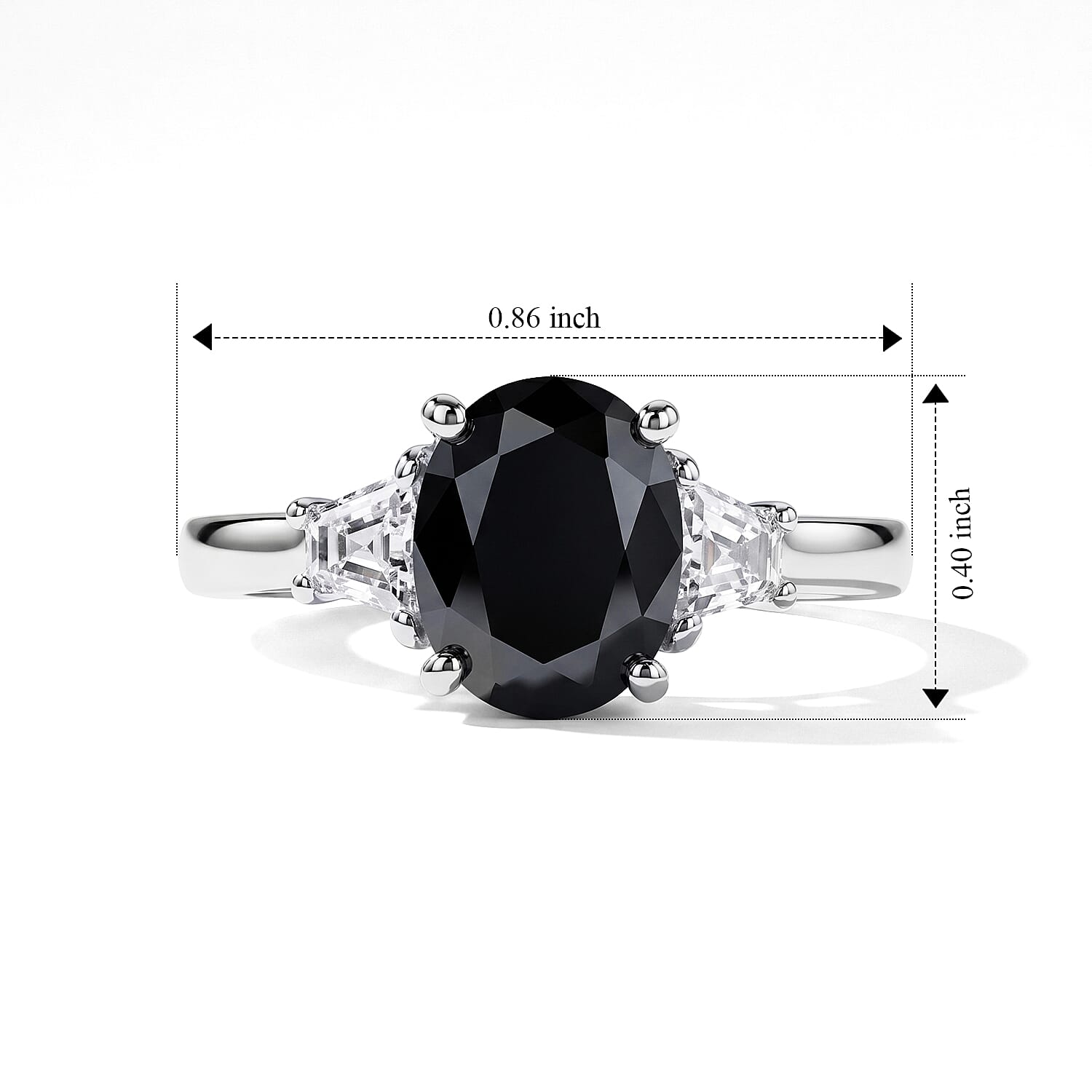 D'Joy Black and White Moissanite 2.30 ctw Ring in Rhodium Over Sterling Silver (Size 5.0)