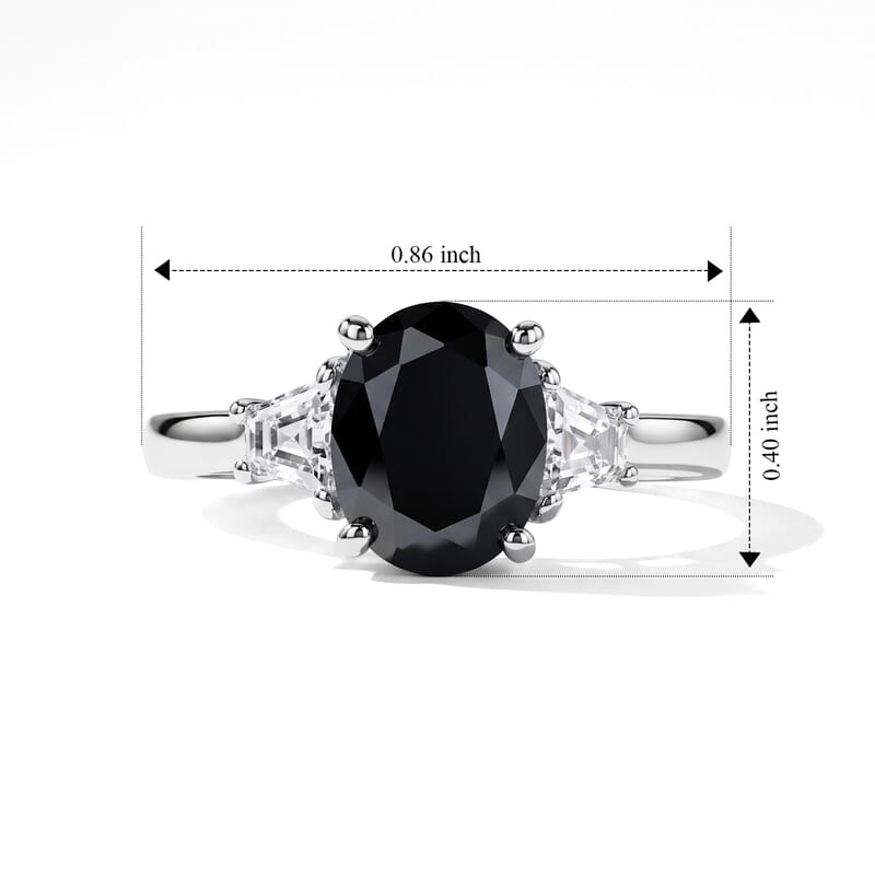 D'Joy Black and White Moissanite 2.30 ctw Ring in Rhodium Over Sterling Silver (Size 5.0)