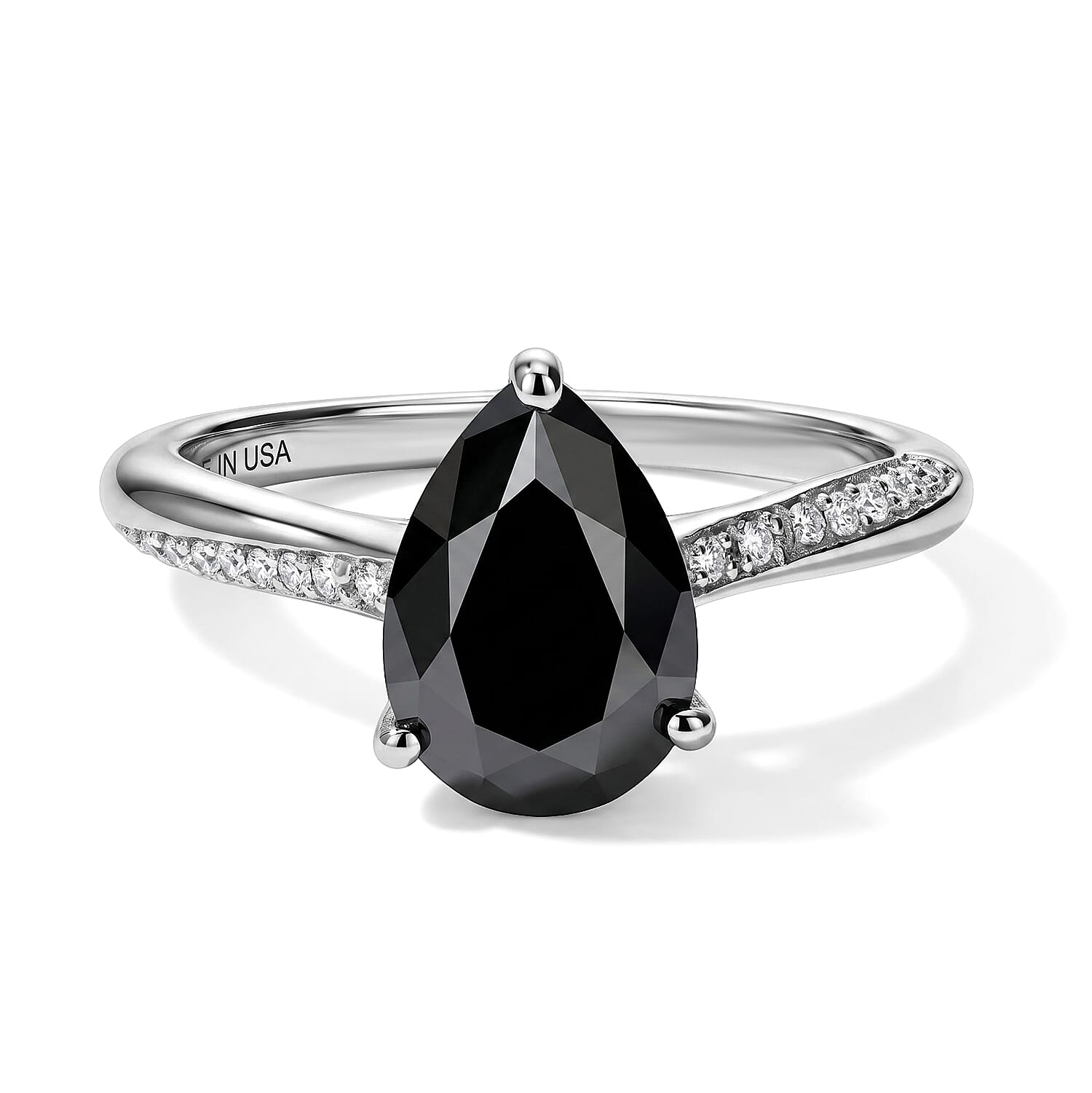 D'Joy Black and White Moissanite 2.00 ctw Ring in Rhodium Over Sterling Silver (Size 5.0)