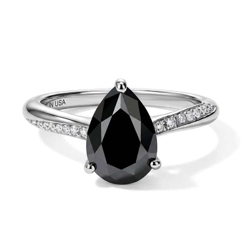 D'Joy Black and White Moissanite 2.00 ctw Ring in Rhodium Over Sterling Silver (Size 5.0)