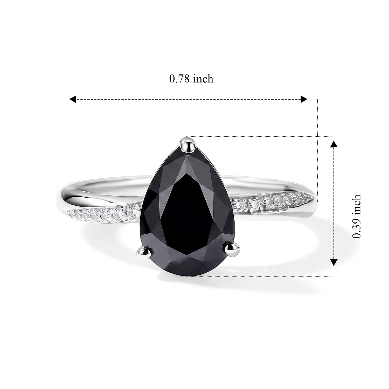 D'Joy Black and White Moissanite 2.00 ctw Ring in Rhodium Over Sterling Silver (Size 5.0)