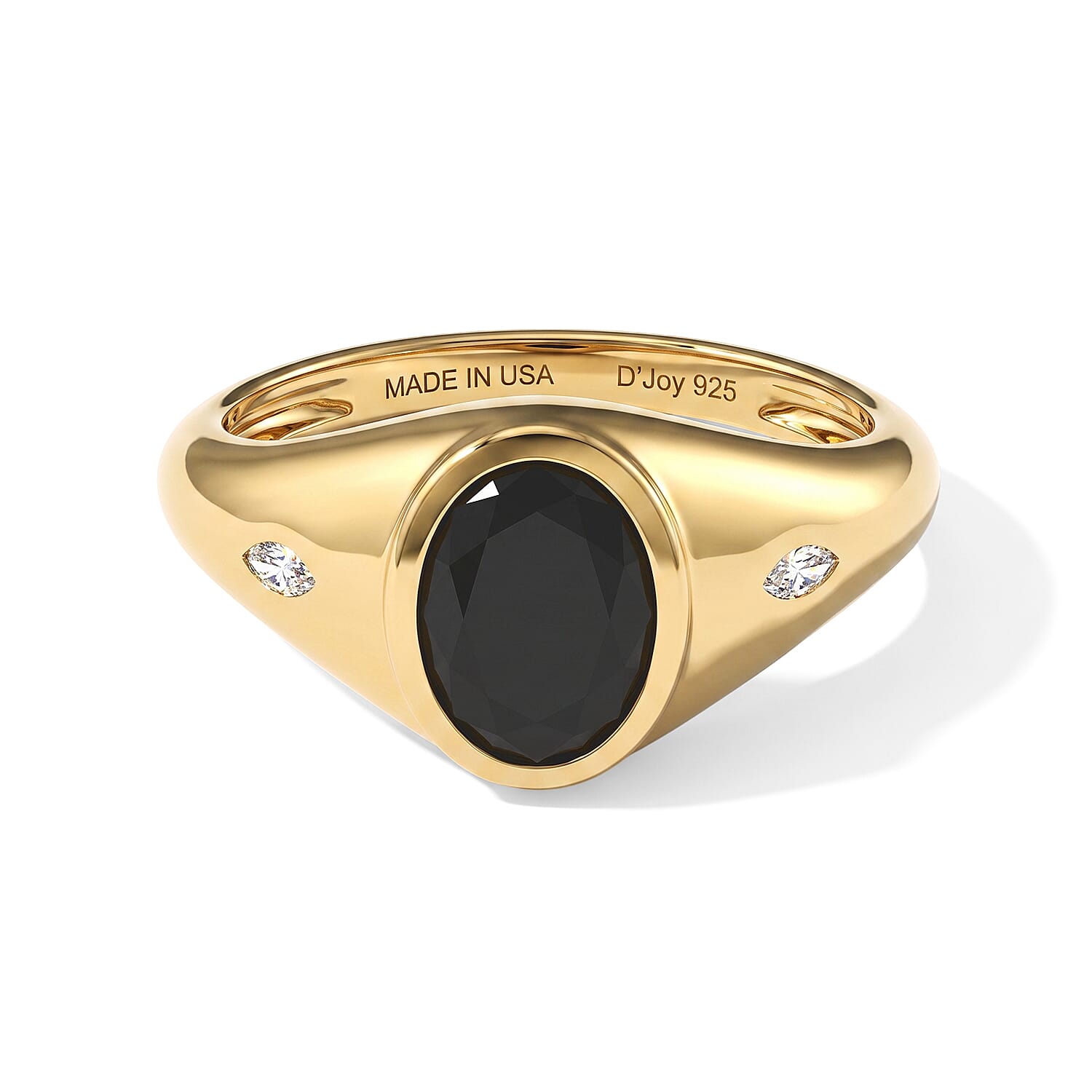 D'Joy Black and White Moissanite 1.30 ctw Ring in 18K Vermeil Yellow Gold Over Sterling Silver (Size 5.0)