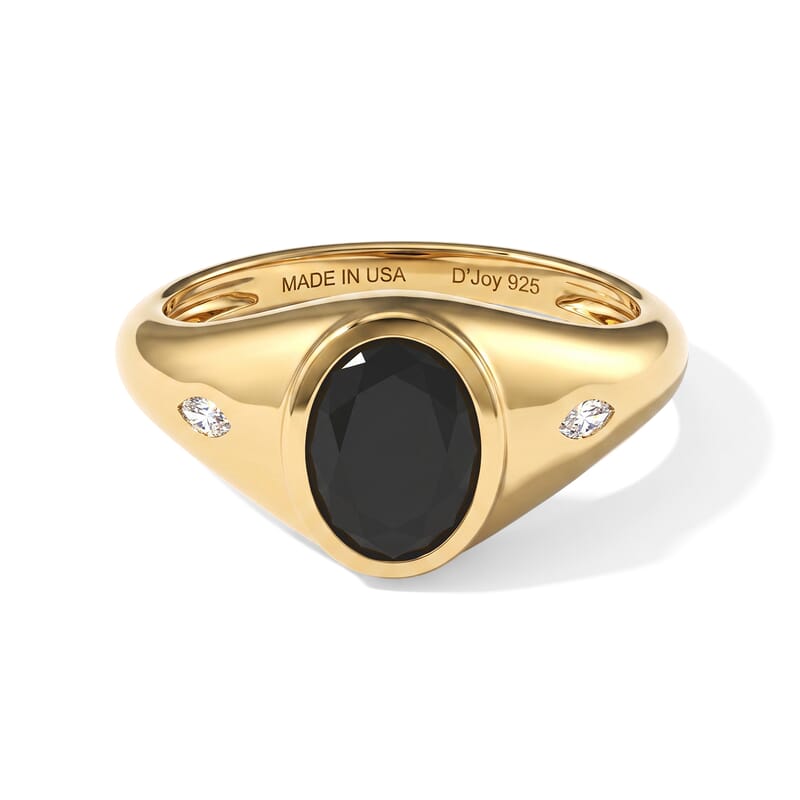 D'Joy Black and White Moissanite 1.30 ctw Ring in 18K Vermeil Yellow Gold Over Sterling Silver (Size 5.0)