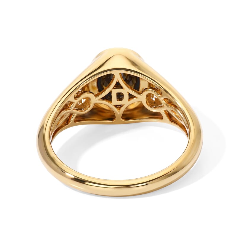 D'Joy Black and White Moissanite 1.30 ctw Ring in 18K Vermeil Yellow Gold Over Sterling Silver (Size 5.0)