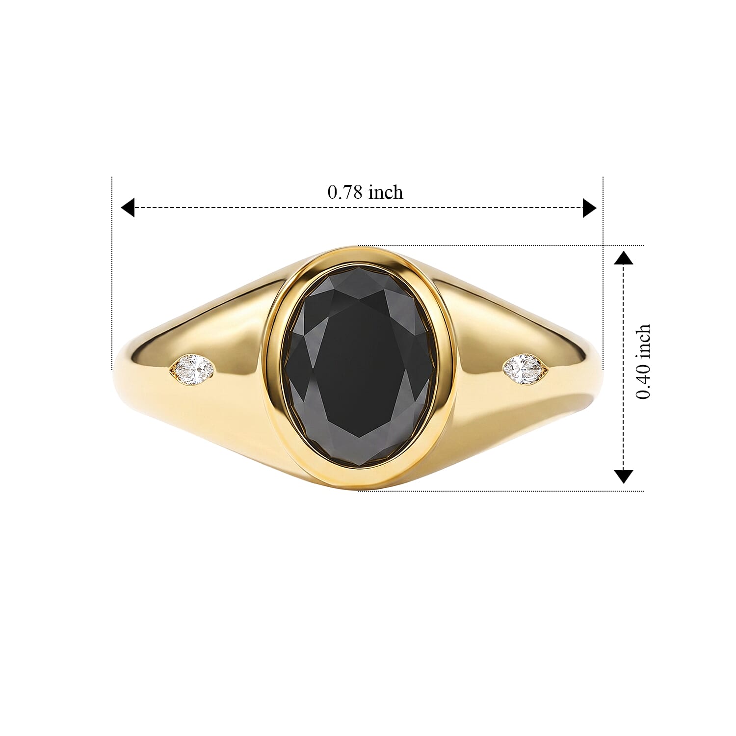 D'Joy Black and White Moissanite 1.30 ctw Ring in 18K Vermeil Yellow Gold Over Sterling Silver (Size 5.0)