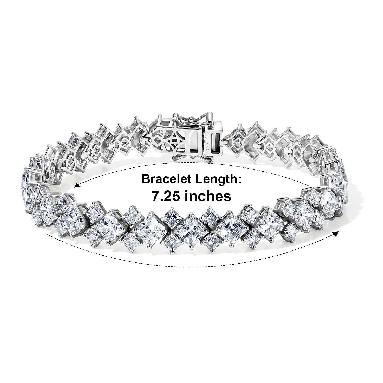 Doorbuster D'Joy Asscher Cut Moissanite 23.25 ctw Timeless Brilliance Bracelet in Rhodium Over Sterling Silver (7.25 In)