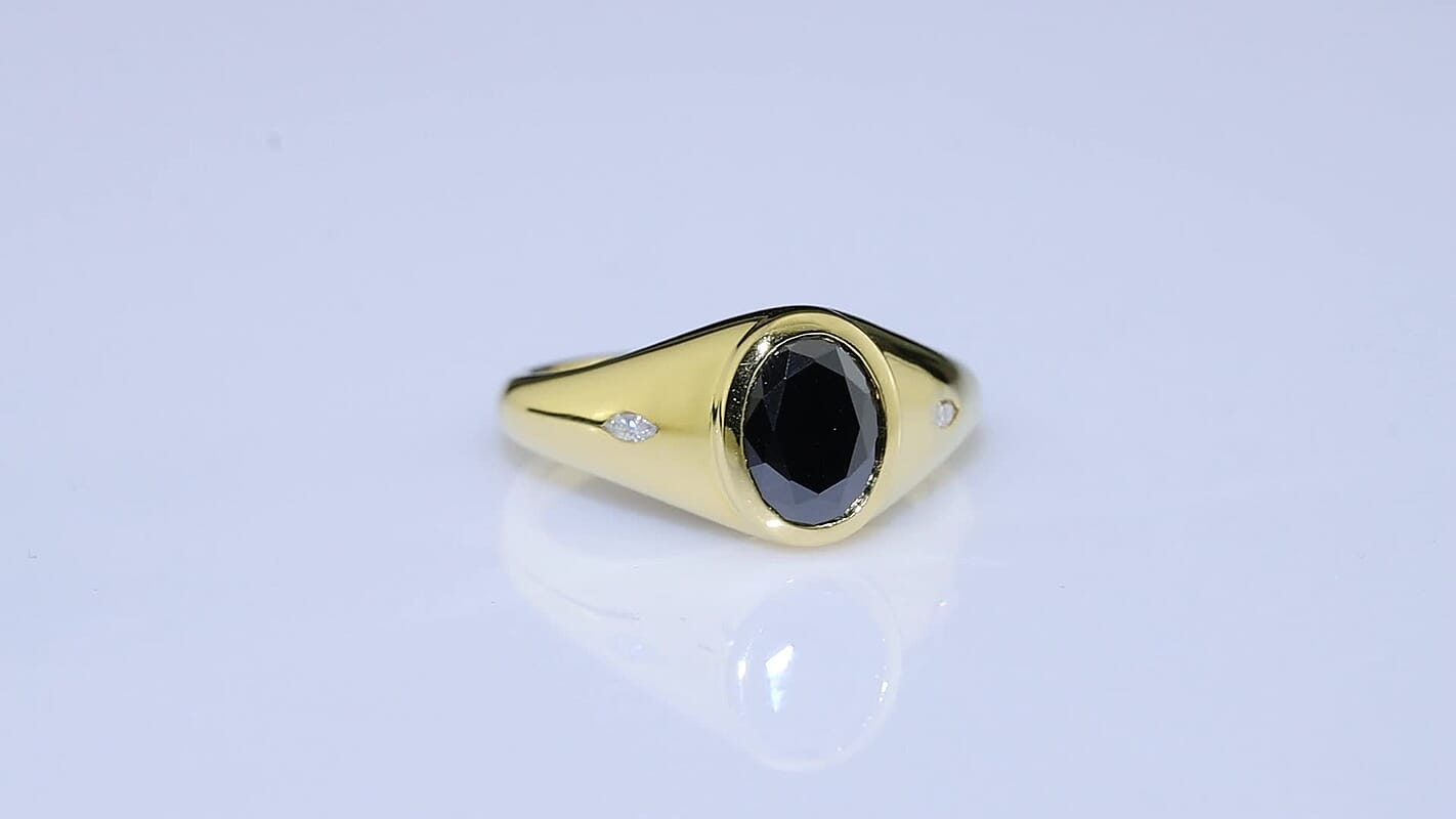 D''Joy Black and White Moissanite 1.30 ctw Ring in 18K Vermeil Yellow Gold Over Sterling Silver (Size 10.0)