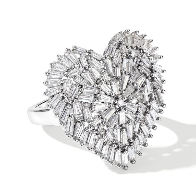 D'Joy Moissanite 2.80 ctw Radiant Heart Ring in Rhodium Over Sterling Silver (Size 10.0)